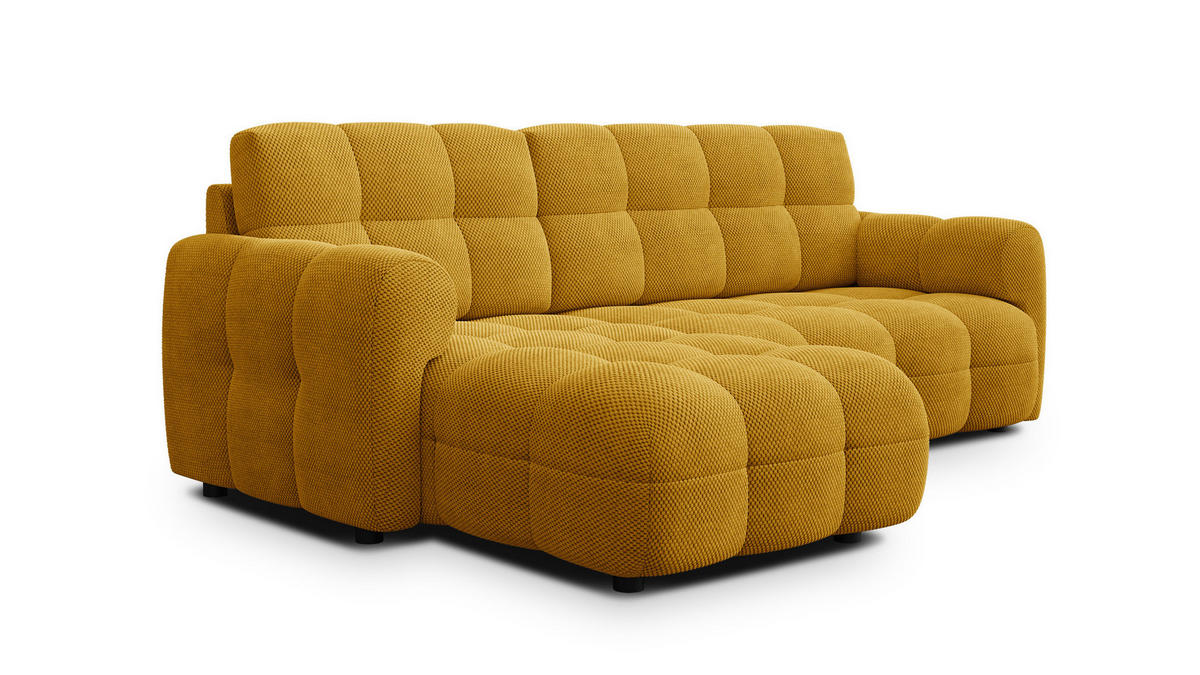 ECKSOFA MELLOW 3-Sitzer, safran - Gelb/Schwarz, Holz/Textil (232/156cm) - Courtois Laville