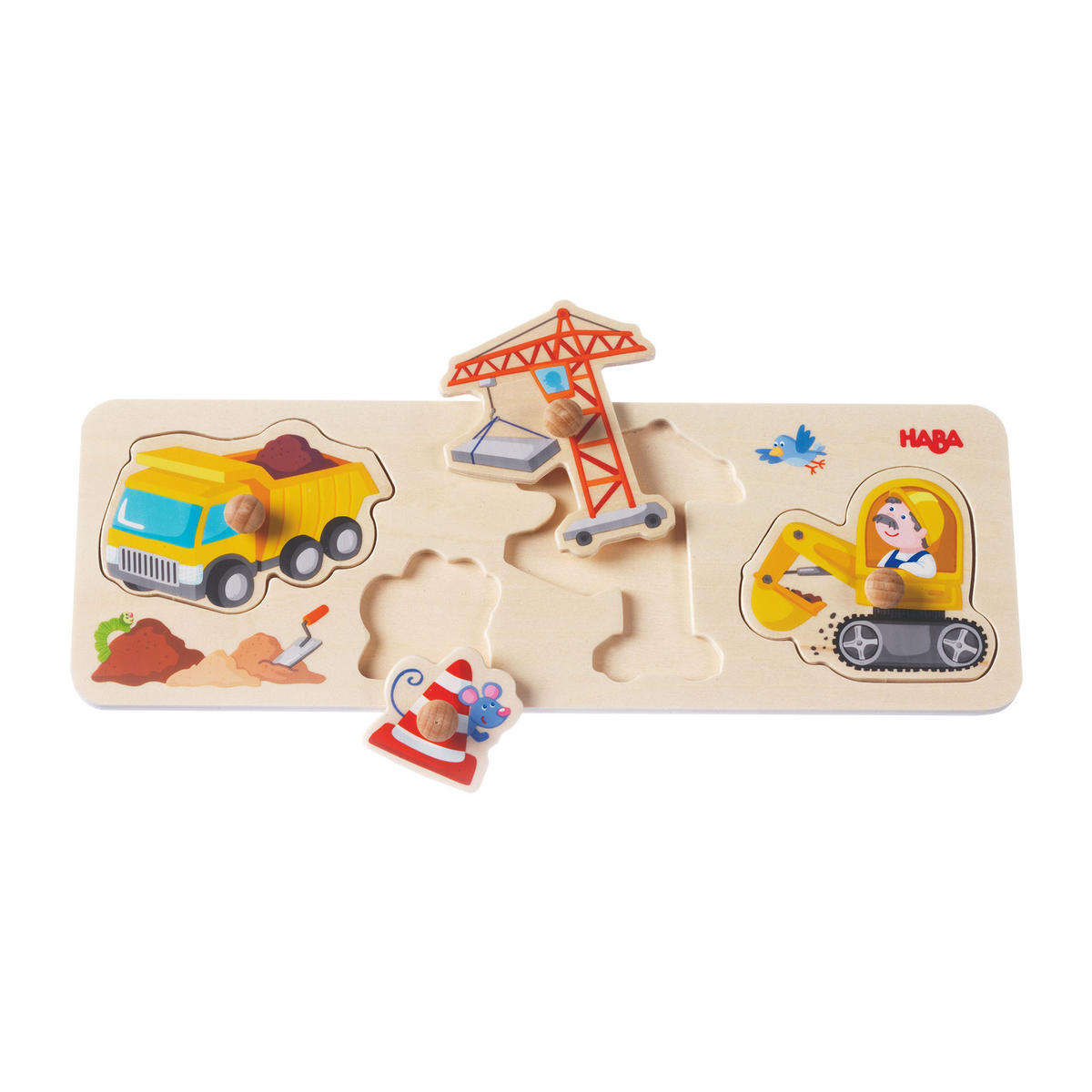 GREIFPUZZLE Auf Der Baustelle, ab 12 Monaten - Multicolor, Naturmaterialien (30.4/1.7/10.1cm) - Haba