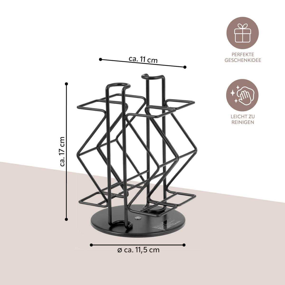 KAPSELSTÄNDER, für Nespresso, schwarz, Metall - Schwarz, Metall (11/17/115.5cm) - eluno