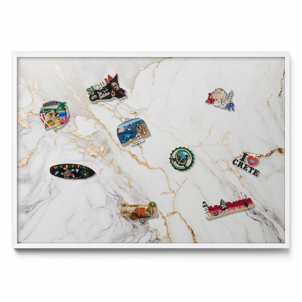TULUP MAGNETICKÁ TABULE 100x70 cm bílý rám – Stylový mramorový kámen