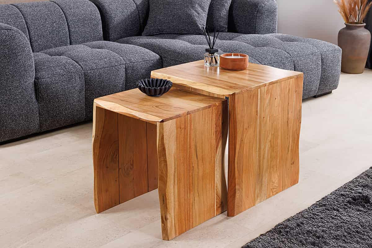 BEISTELLTISCHSET MAMMUT 2-teilig Akazie Braun 55cm - Braun, Holz (50/50/55cm) - riess-ambiente