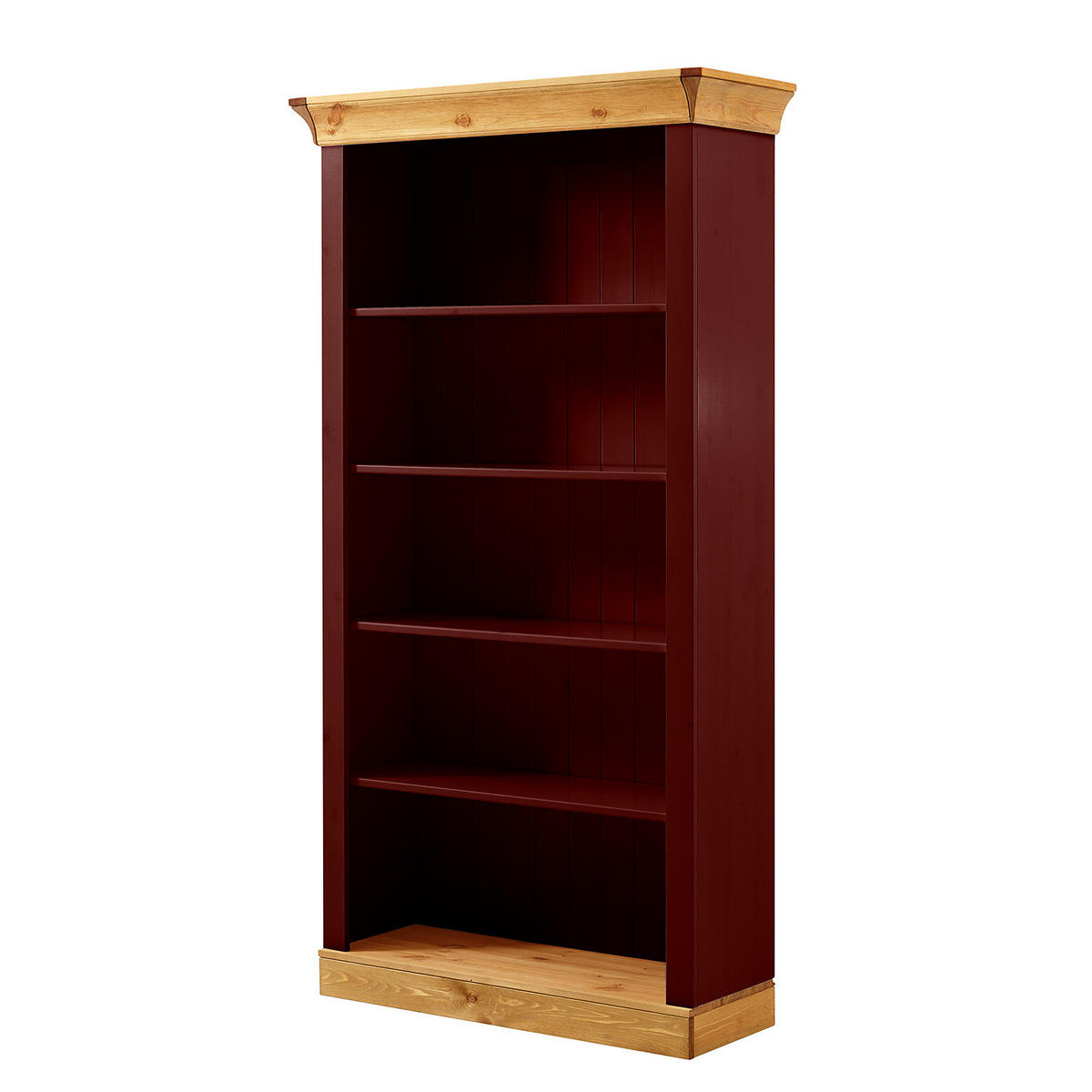 REGAL - Kiefer massiv - Rot/Kieferfarben, Holz (108/202/38cm) - home24