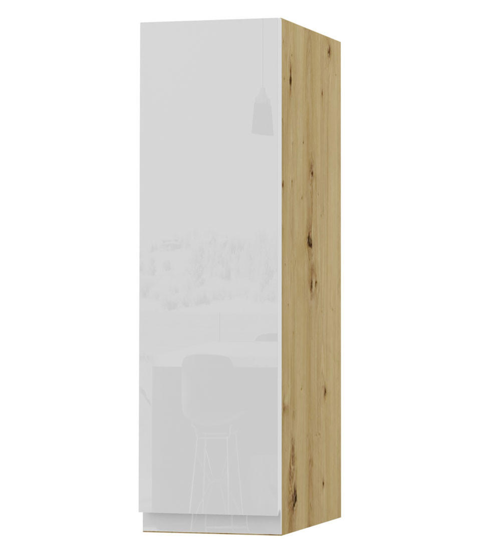 HÄNGESCHRANK Florence W2/20 Eiche Artisan / RAL 9003 signalweiß HG 20 / 32,5 / 72cm - Türanschlag links - Weiß Hochglanz/Eiche Artisan, Holz/Holzwerkstoff (20/72/32.5cm) - Feldmann-Wohnen