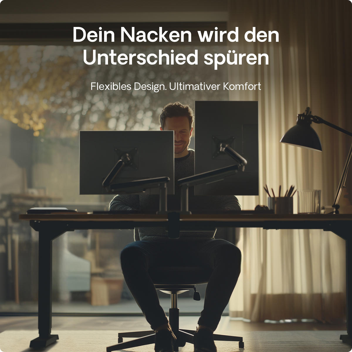 MONITORHALTERUNG, Schwarz, Tischhalterung für 2 Monitore 17"-32", VESA 75x75mm, VESA 100x100mm - Weiß, Kunststoff/Metall (95/12.4/62.3cm) - Desktronic