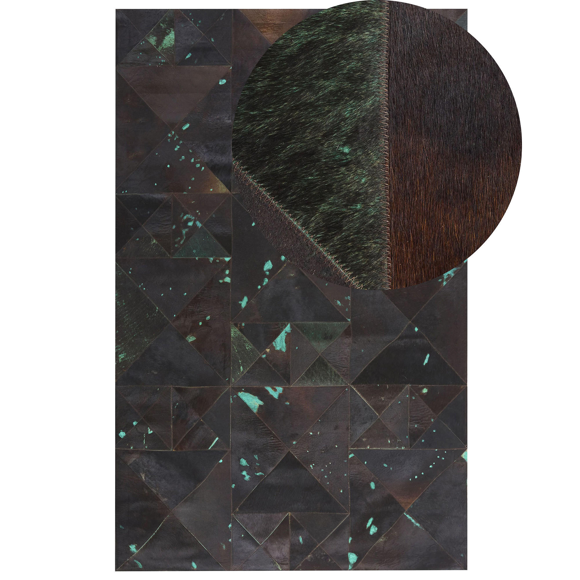 KURZFLOR-TEPPICH Atalan 200/140 cm - Blau/Braun, Fell (140/200cm) - Beliani