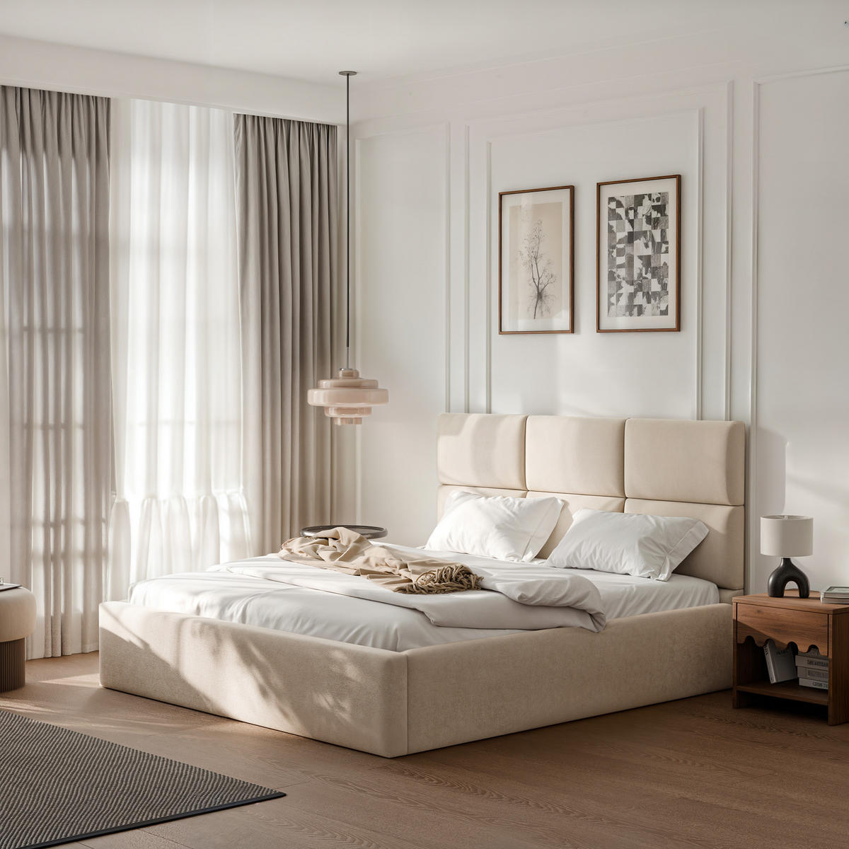 POLSTERBETT FORS 160/200 cm Bettkasten, Beige - Beige, Holzwerkstoff/Textil (160/200cm) - Idohome