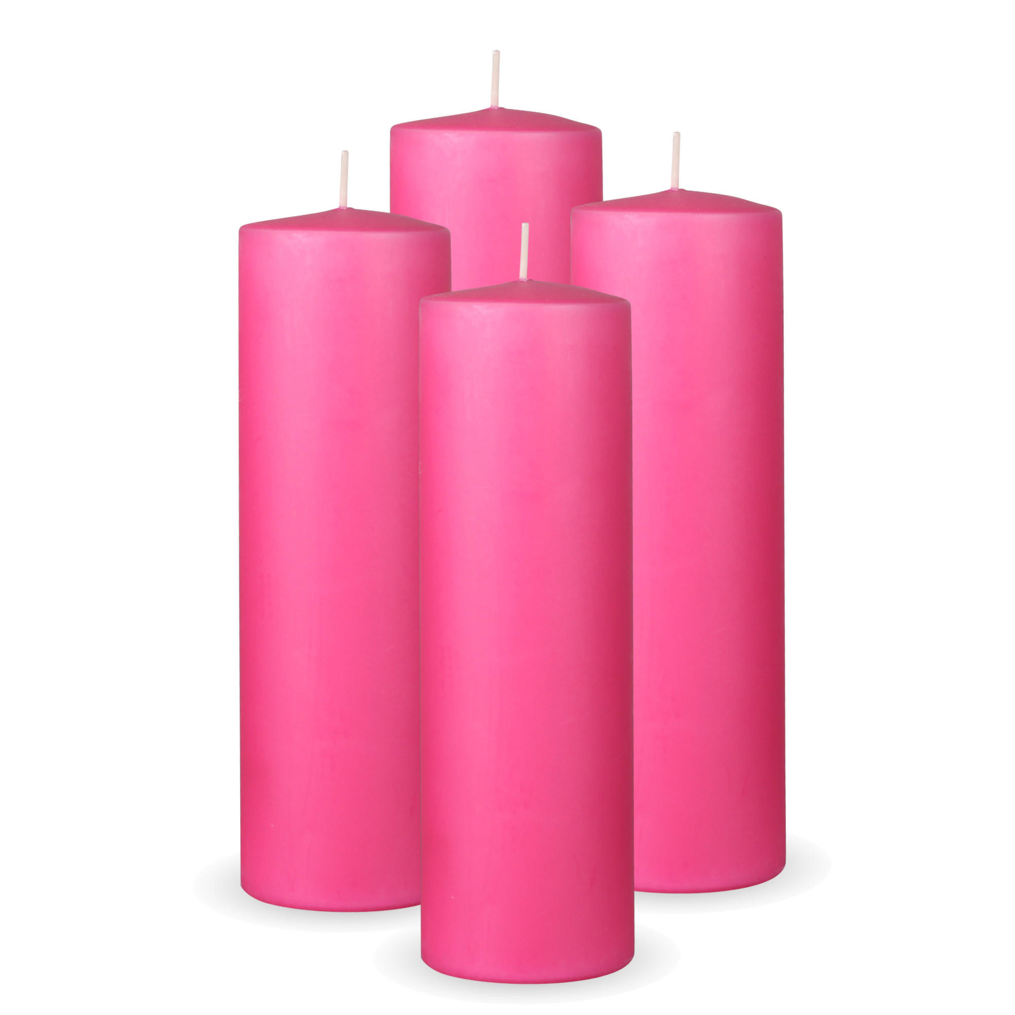 STUMPENKERZEN 4er Pack "Rosa", Größe Ø7cm x Höhe: 20 cm - Rosa, Naturmaterialien (7/20cm) - Bestlivings