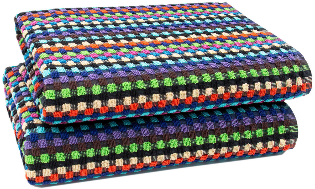 DUSCHTÜCHER, 2er-Set, 70x140 cm, 100% Baumwolle, bunt - Multicolor, Textil (70/140cm) - Zollner