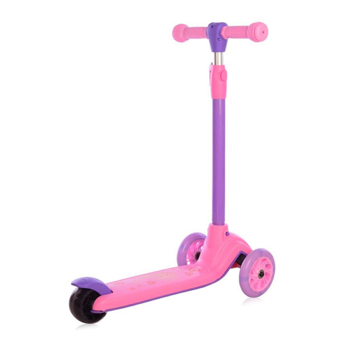 KINDERROLLER Tamtam 3 Räder rosa höhenverstellbar, Leuchträder, Fußbremse - Rosa, Metall (52/26/77cm) - Lorelli