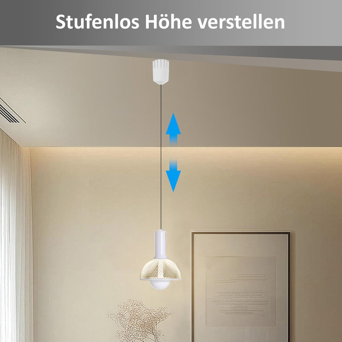 LED-AKKU-PENDELLEUCHTE - Höhenverstellbar mit abnehmbarer Leuchteinheit und Touch-Dimmer in Weiß - Weiß, Metall (16/16/150cm) - Northpoint