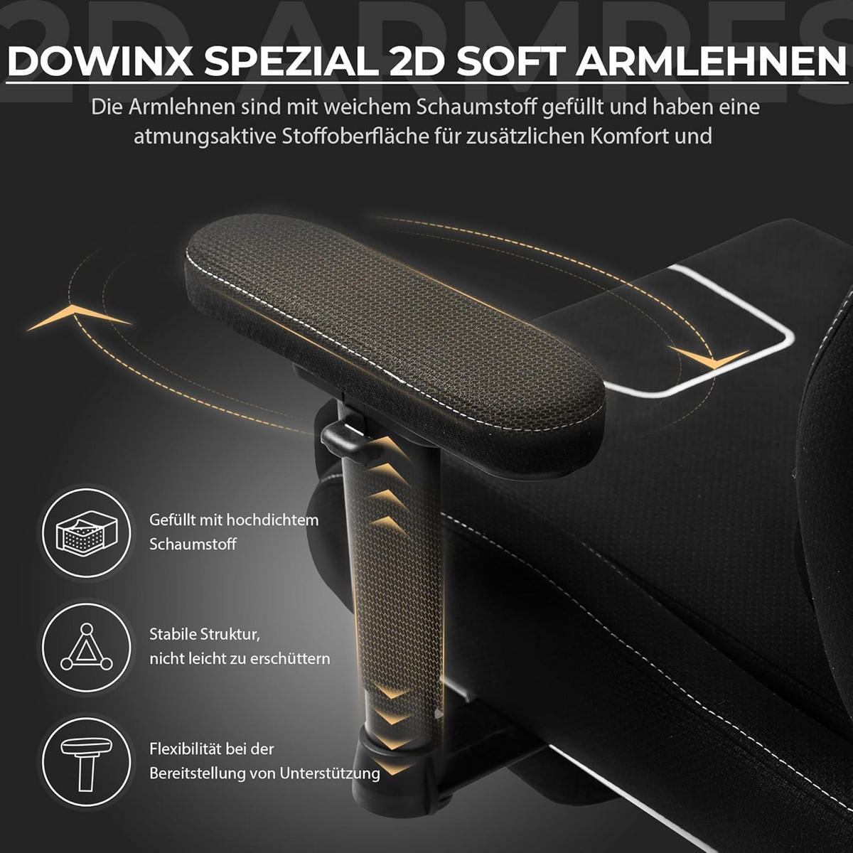 GAMING Stuhl Stoff & Taschenfederkissen PC Bürostuhl & Fußstützen - Schwarz, Textil (70/130/60cm)