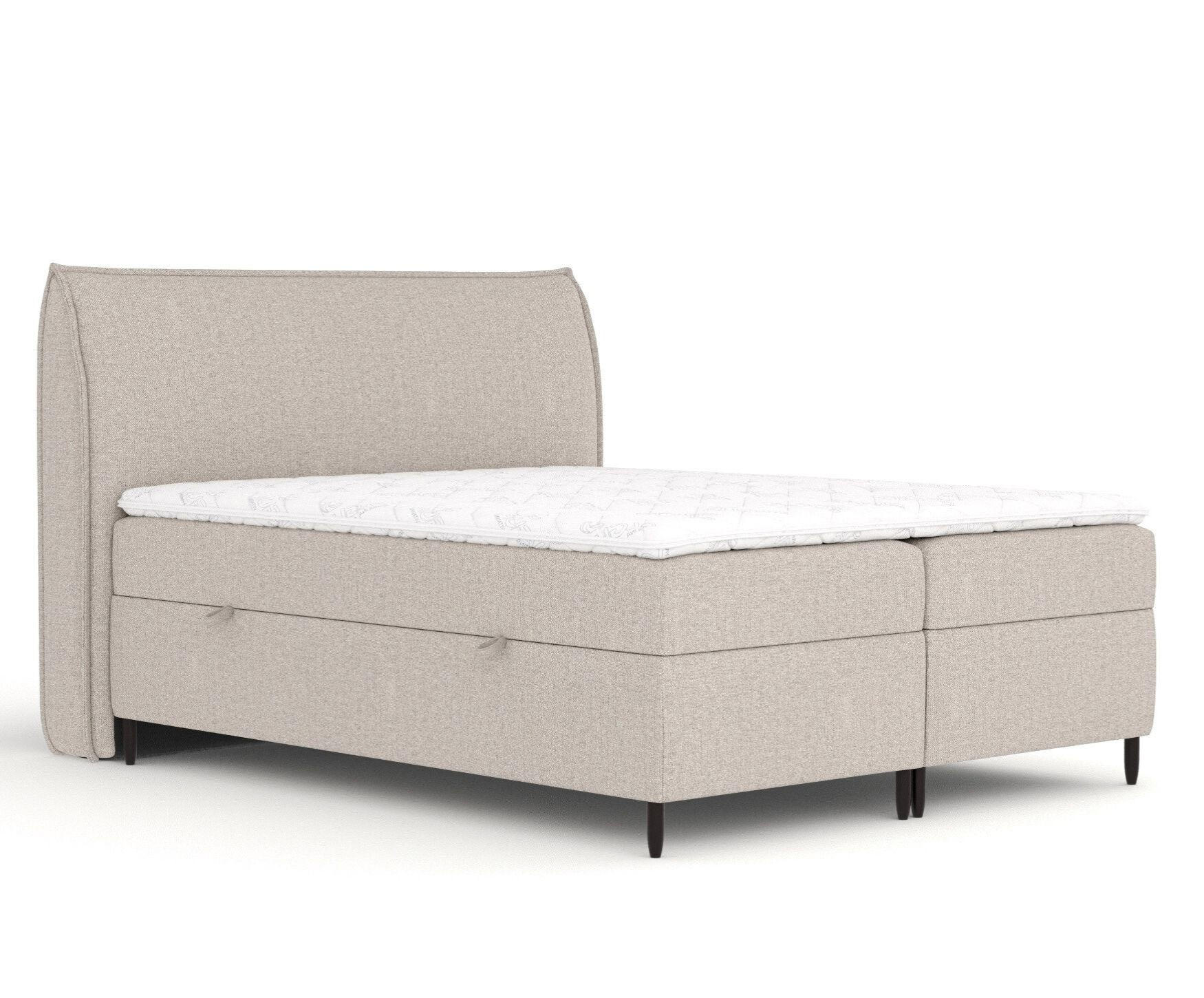 BOXBETT 180/200 cm Corvus, in Cashmere-Farbe, Matratze, Topper, Bettkasten, H2 = mittel - Kaschmir/Schwarz, Holz/Holzwerkstoff (180/200cm) - Maison de Reve