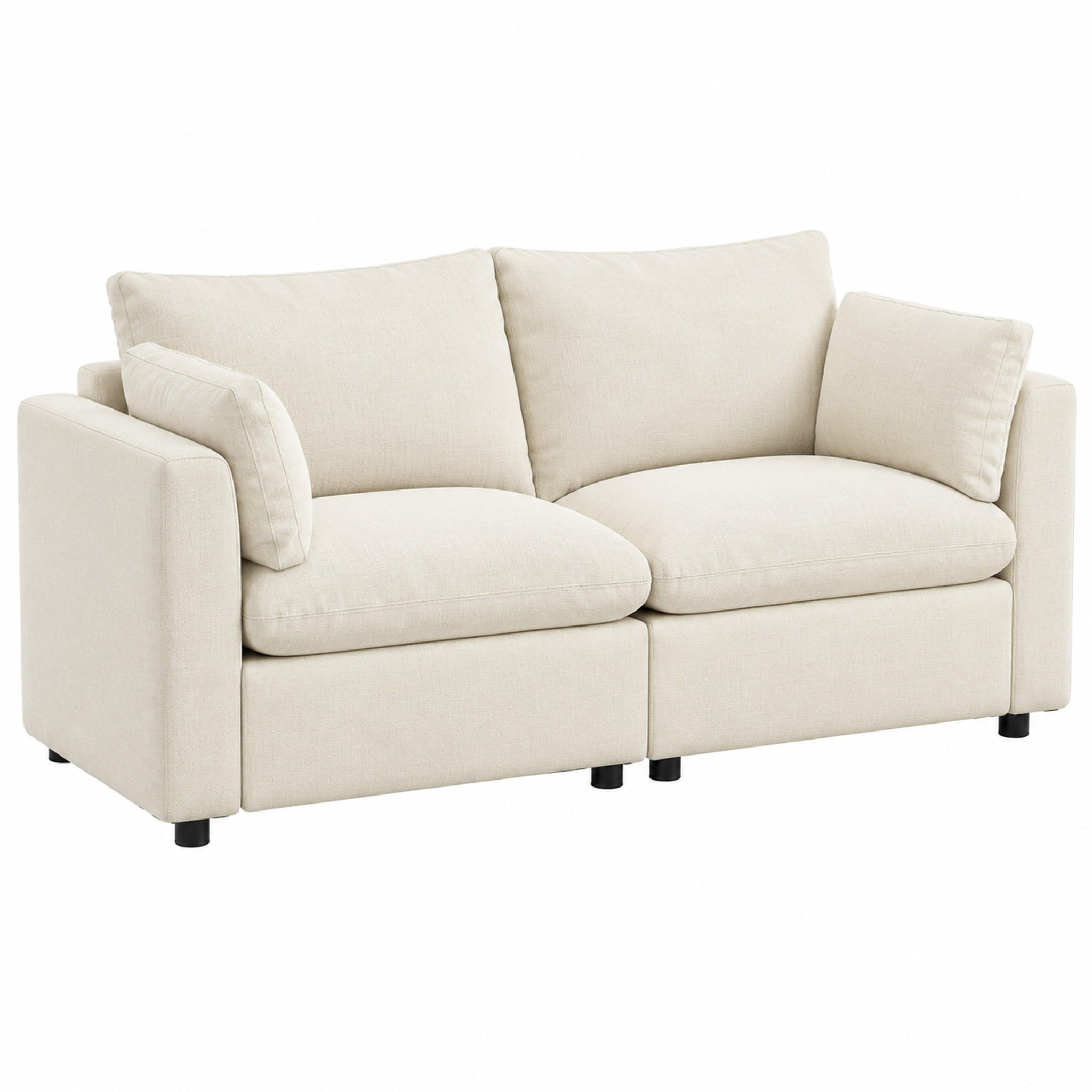 SOFA modular 180 x 91 x 83 cm Weiß Chenille - Weiß, Holzwerkstoff (180/83/91cm) - Meubliv