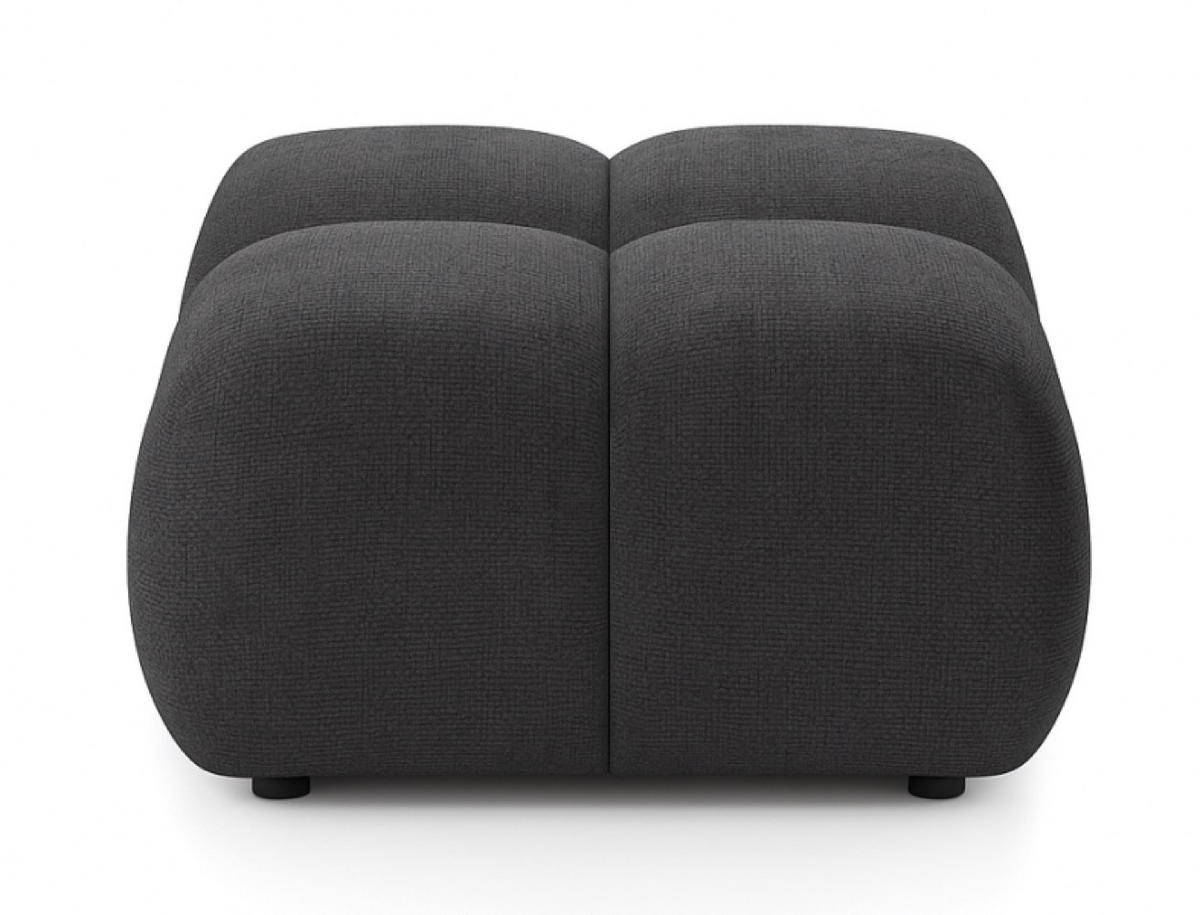 POUF Grafit Mila Mit Steppungen Auf Schwarzen Niedrigen Beinen - Graphitfarben, Textil (72/43.5/72cm) - Sepro Meble