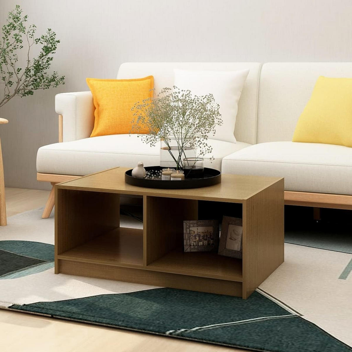 COUCHTISCH Honigbraun 75x50x33,5 cm Massivholz Kiefer - Braun, Holz (75/50/33.5cm) - furnicato