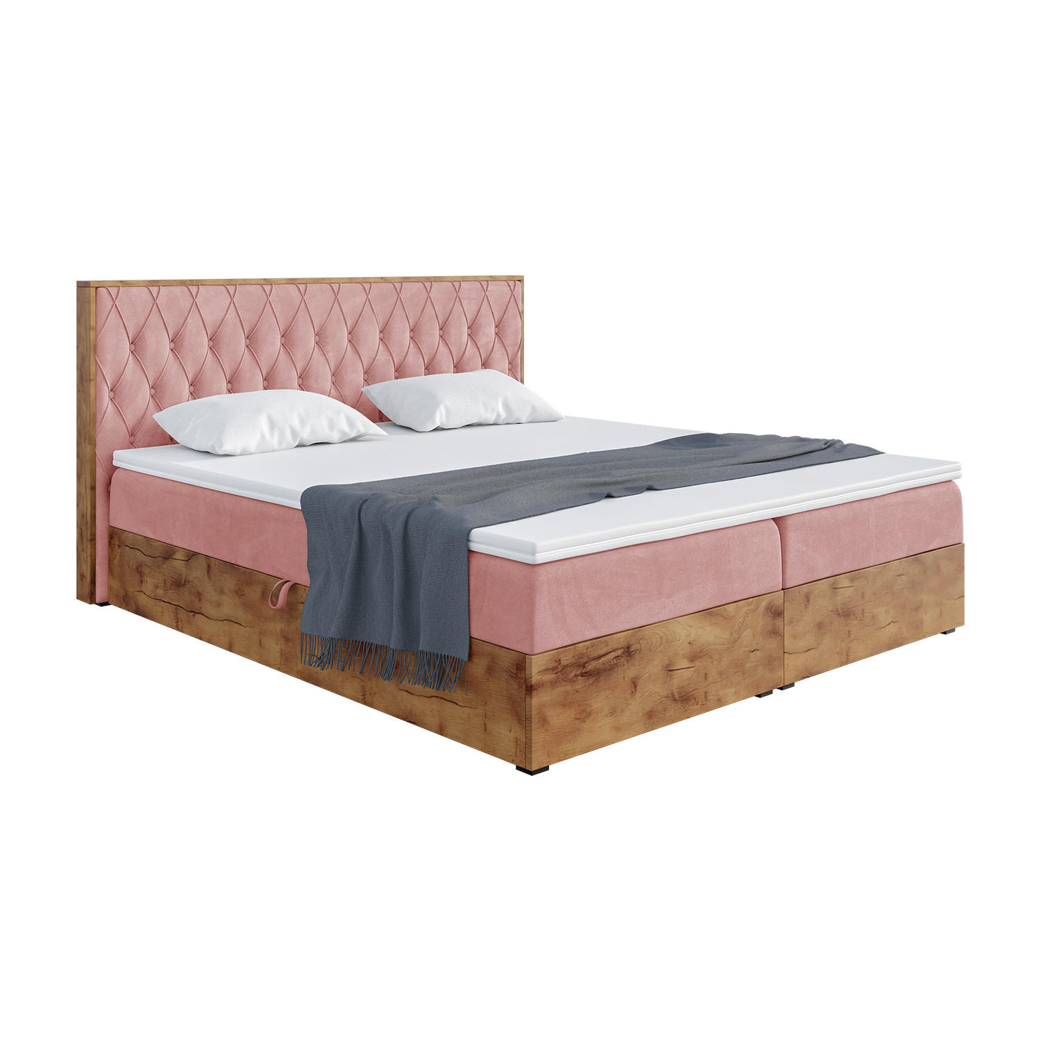 Meblini Boxspringbett Rosa 200x200 cm