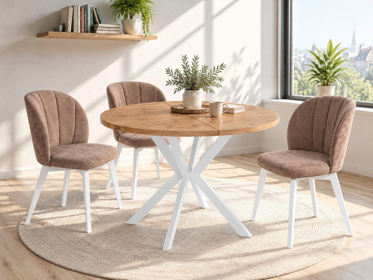 ESSTISCH Della runder ausziehbarer, Craft Eiche 120-200/120/76 cm - Eiche Wotan/Braun, Holzwerkstoff/Metall (120/200/76cm) - WFL GROUP