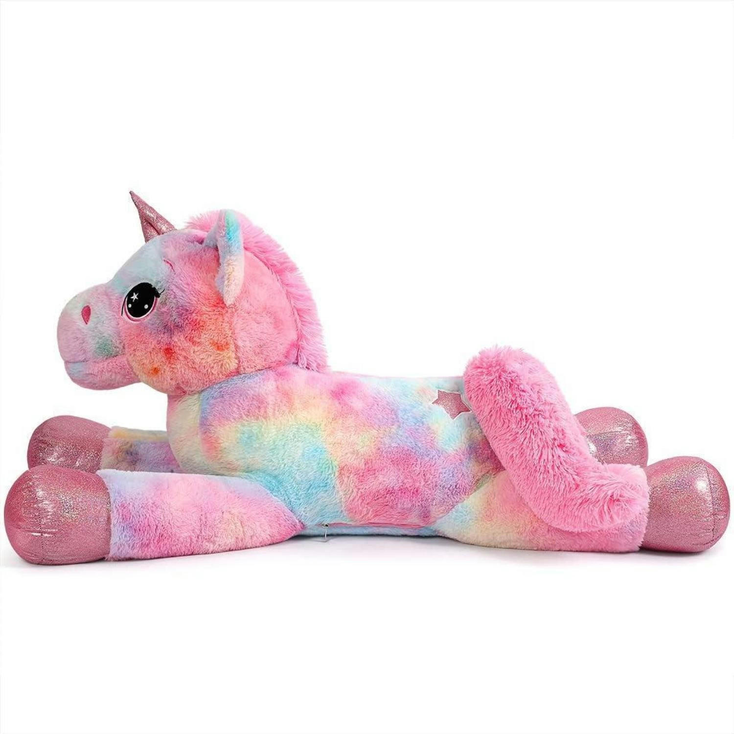 PLÜSCHTIER Einhorn 110 cm Rosa Regenbogen - Multicolor, Textil (40/110cm)