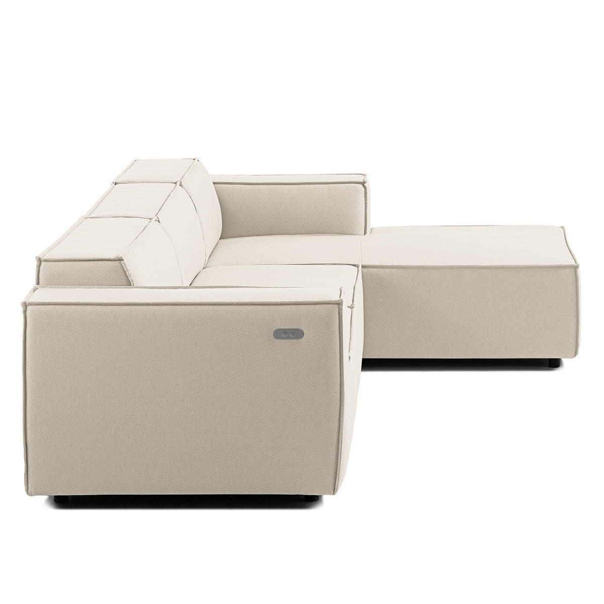 ECKSOFA mit Longchair - Schwarz/Weiß, Kunststoff/Textil (294/177cm) - home24