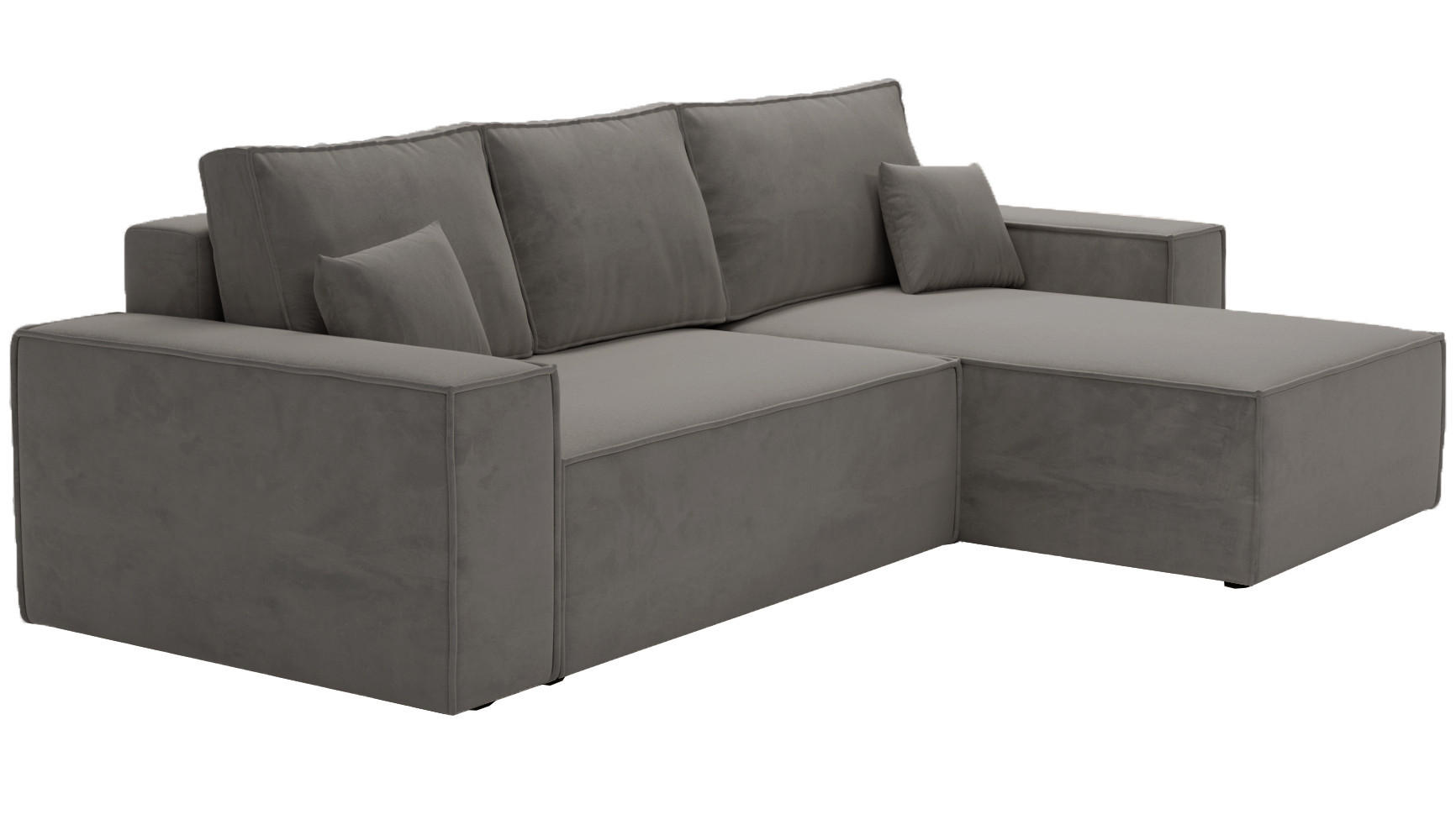 ECKSOFA mit Schlaffunktion Bergamo L 280 cm, Samt, Rechts - Dunkelgrau - Dunkelgrau, Holz (189/277cm) - Emporius