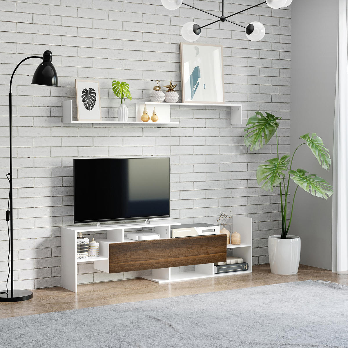 TV-MÖBEL Multicolor 1 Stück - Multicolor, Holzwerkstoff (153.6/42/25cm) - GiPP