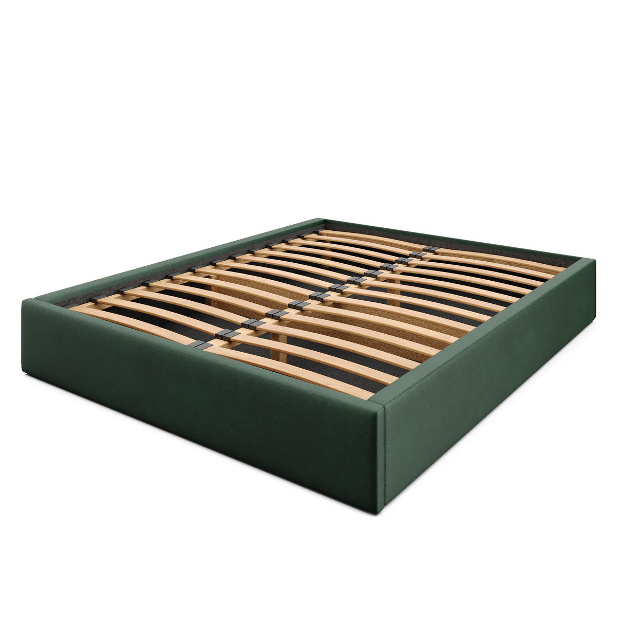 POLSTERBETT 160x200cm Bett mit Stauraum Lattenrost Flaschengrün - Dunkelgrün, Holz/Holzwerkstoff (160/200cm) - Muralo