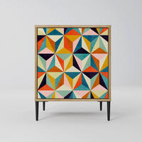 SIDEBOARD TESSELATE TREASURES, Eichefarben, 57,5x42x72,5 cm, Schwarze Metallfüße - Eichefarben/Multicolor, Holzwerkstoff/Metall (57.5/72.5/42cm) - SpaceRebels