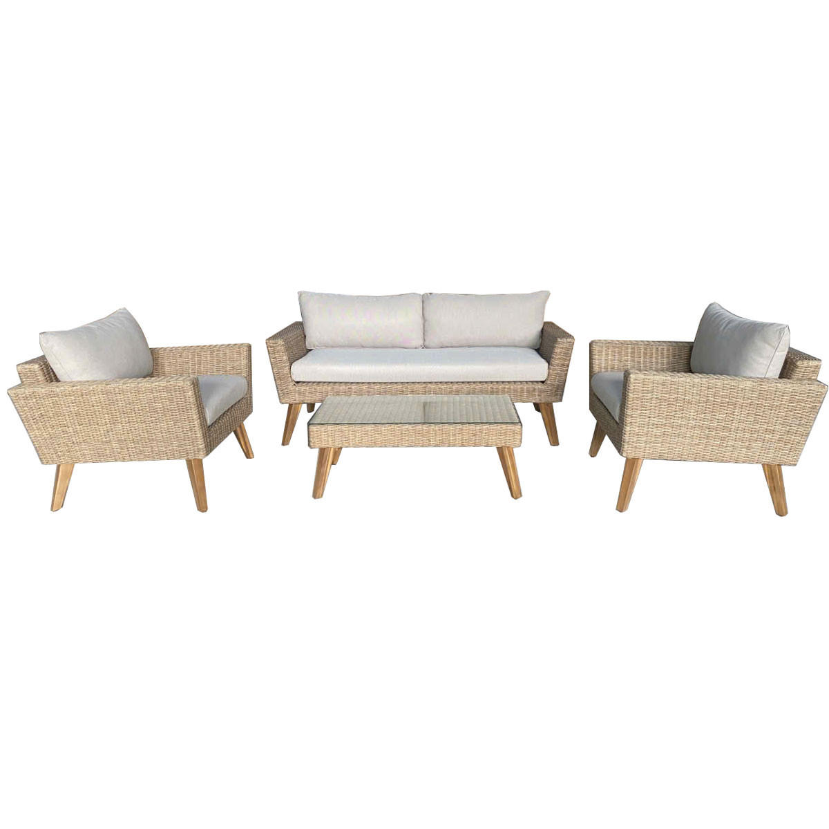 GARTENLOUNGE Set Andalucia Premium 4-tlg. mit bequemen Kissen - Beige, Metall - EUROFAR