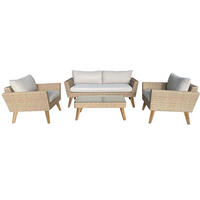GARTENLOUNGE Set Andalucia Premium 4-tlg. mit bequemen Kissen - Beige, Metall - EUROFAR