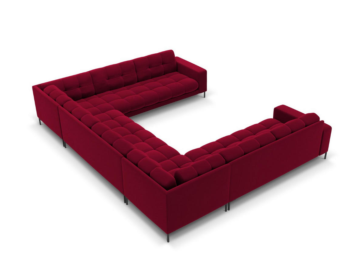 PANORAMASOFA Mamaia aus Samt rot 9 Sitzplätze - Rot, Textil (256/75/337cm) - Micadoni