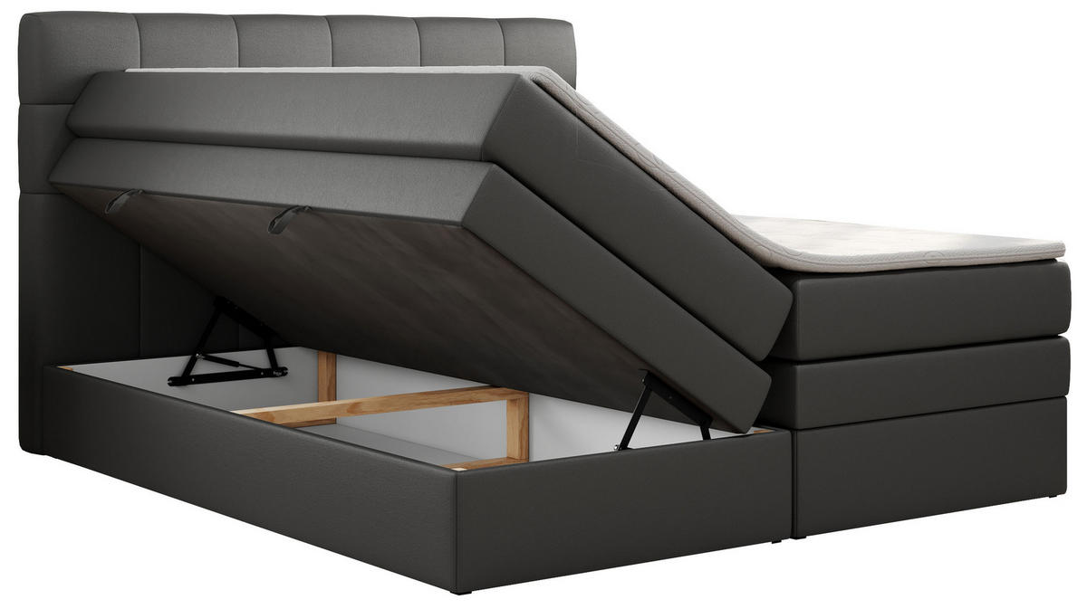 BOXSPRINGBETT LUKA KING 180/200 Dunkelgrau Kunstleder - H4 - Dunkelgrau, Holz/Textil (180/200cm) - MKS