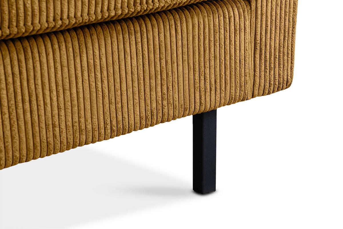 2-SITZER-SOFA INVIA Klassische-Stil mit Armlehnen, Feinkord-Stoff, Gelb - Gelb/Schwarz, Textil (164/87/98cm) - KONSIMO®