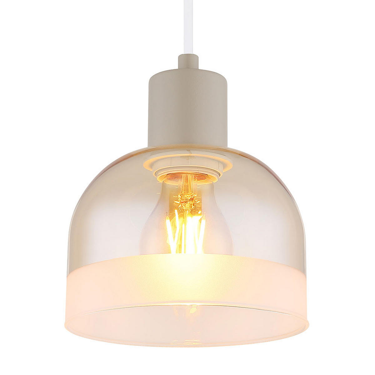 DECKENLEUCHTE KAIRO Metall Glas Sand Höhenverstellbar - Bernsteinfarben, Glas (15/15/120cm) - Globo Lighting