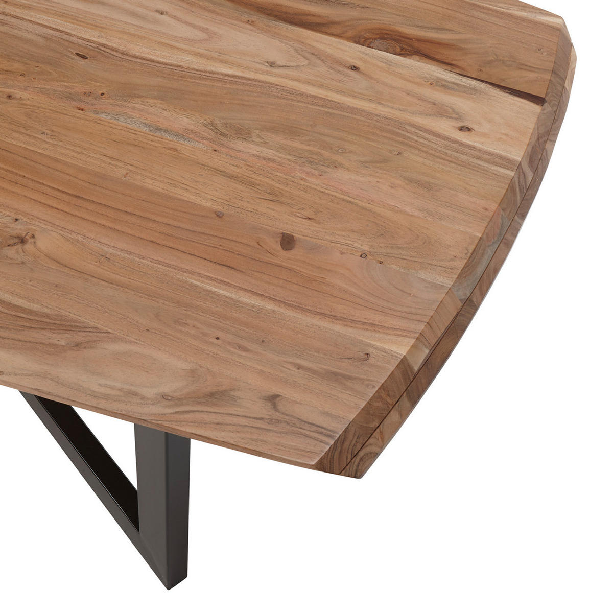 ESSTISCH - Akazie massiv / Eisen - Akaziefarben, Holz/Metall (100/180/77cm) - home24