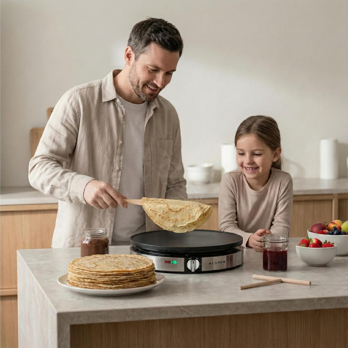 CREPE MAKER Elektrisch Edelstahl - Edelstahlfarben, Metall (30/30/7.1cm) - KLAMER