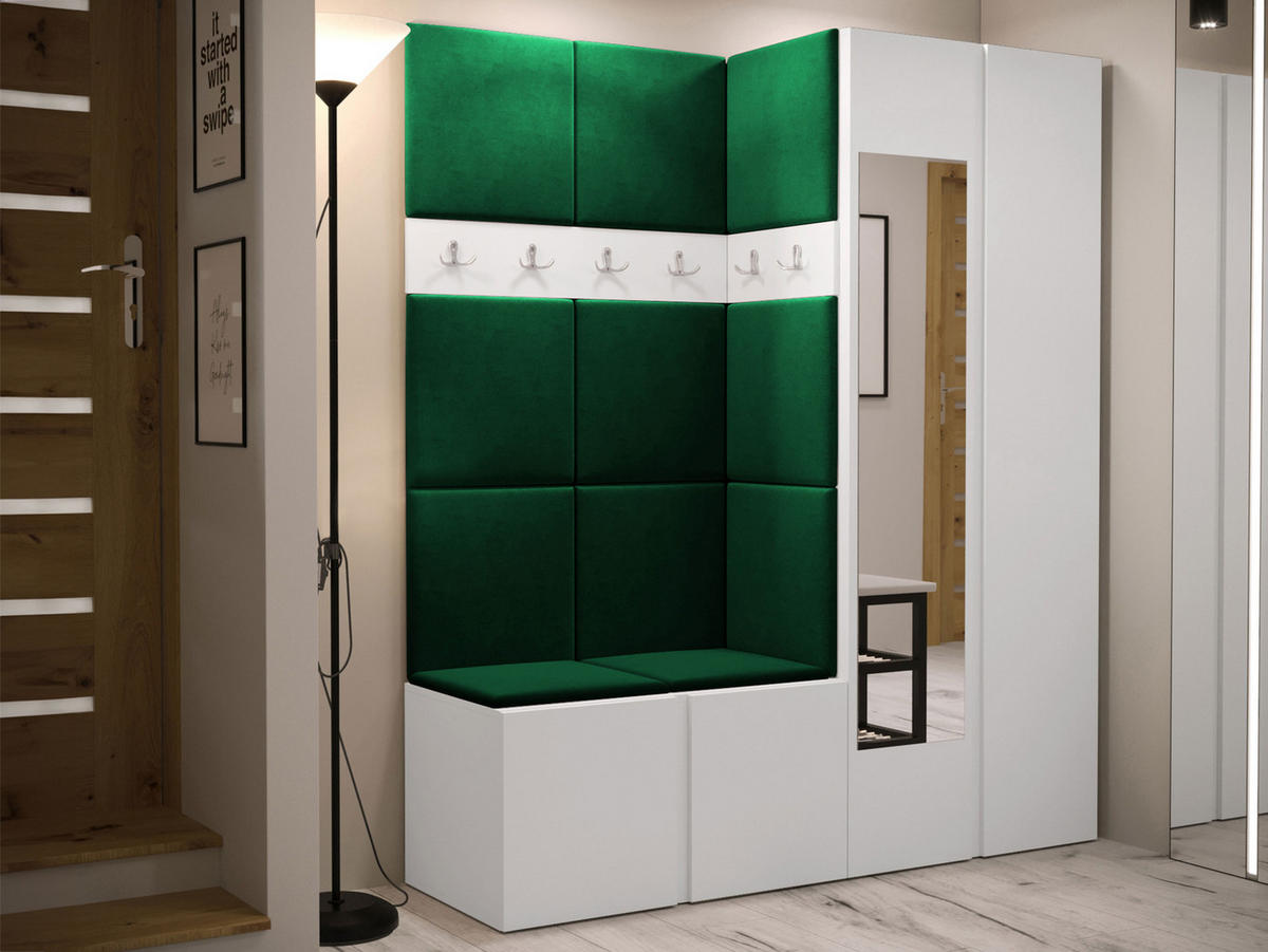 GARDEROBEN-SET Orion XII - Weiß/Grün, Holzwerkstoff/Kunststoff (158/186/46cm) - MIRJAN24