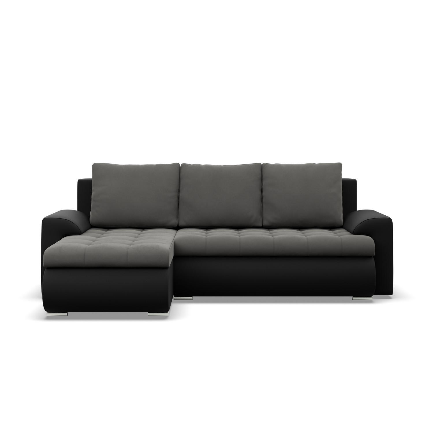 ECKSOFA LINKS MIT SCHLAFFUNKTION FORESTA, Dunkelgrau + Schwarz - Dunkelgrau/Schwarz, Textil (230/159cm) - Mebligo