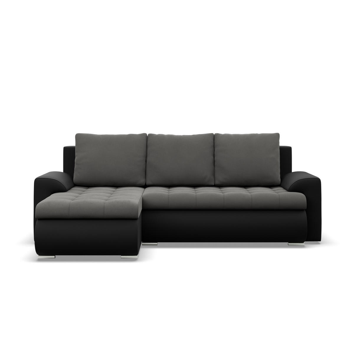 ECKSOFA LINKS MIT SCHLAFFUNKTION FORESTA, Dunkelgrau + Schwarz - Dunkelgrau/Schwarz, Textil (230/159cm) - Mebligo