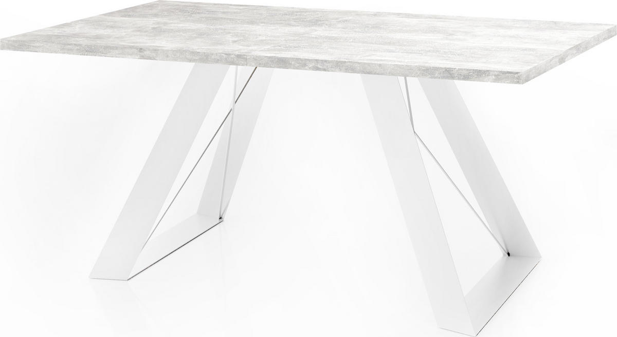 ESSTISCH Colter Weiß rechteckig ausziehbar, Grauer Beton 140-240/80/76 cm - Hellgrau/Weiß, Holzwerkstoff/Metall (140/80/76cm) - WFL GROUP
