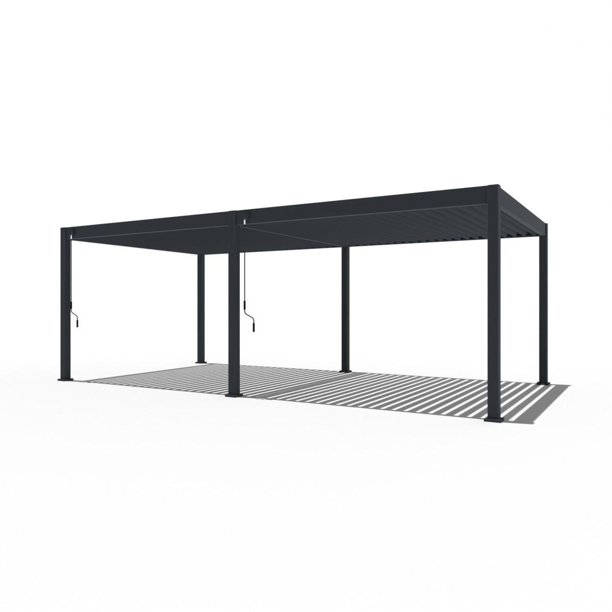 PERGOLA Terrassenüberdachung Superior Aluminium freistehend | 3,6 x 7,2 M | Lamellendach anthrazit - Anthrazit, Metall (720/255/360cm) - PergoLine