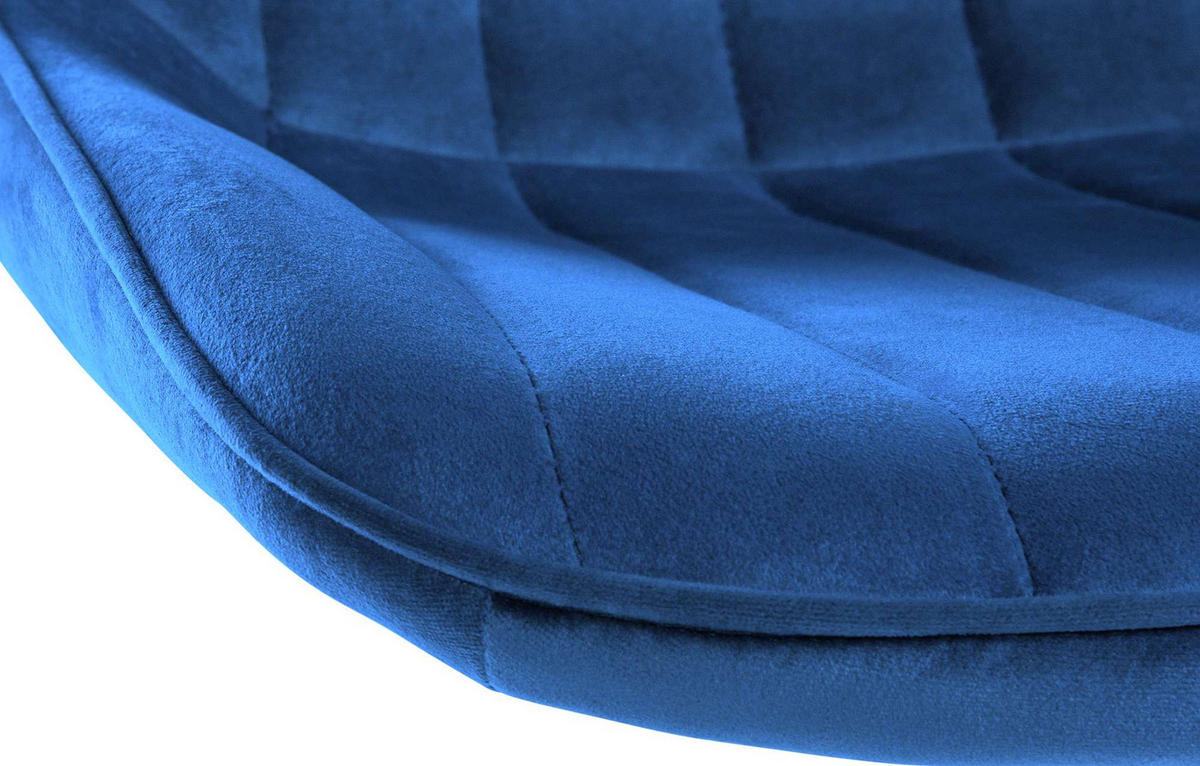 BARHOCKER RIO Blau Samt Weiß - Blau, Textil/Metall (49.5/91/50cm) - DELUKE