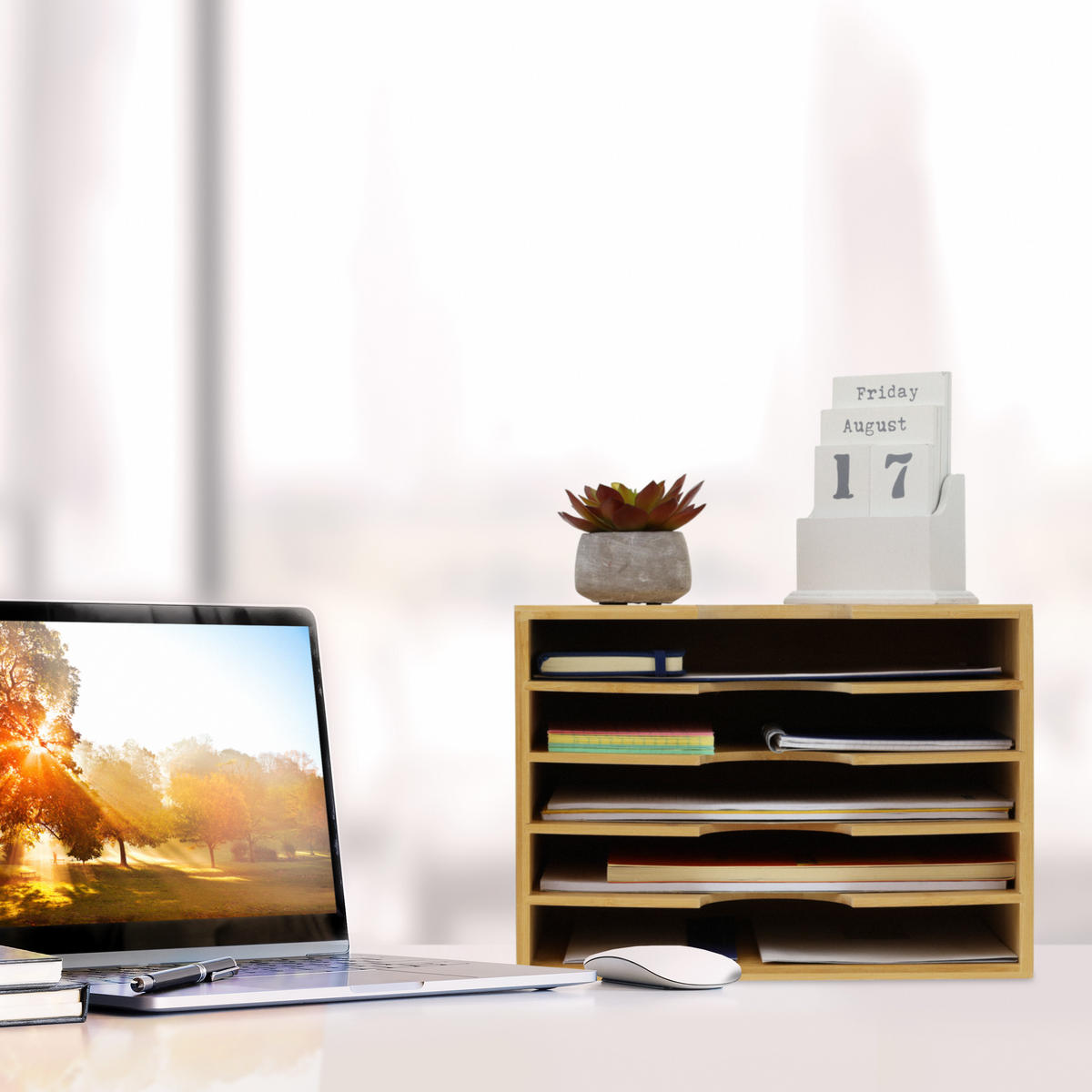 ZÁSOBNÍK na listy - svetlohnedá, drevo (32.5/23.5/24cm) - Relaxdays