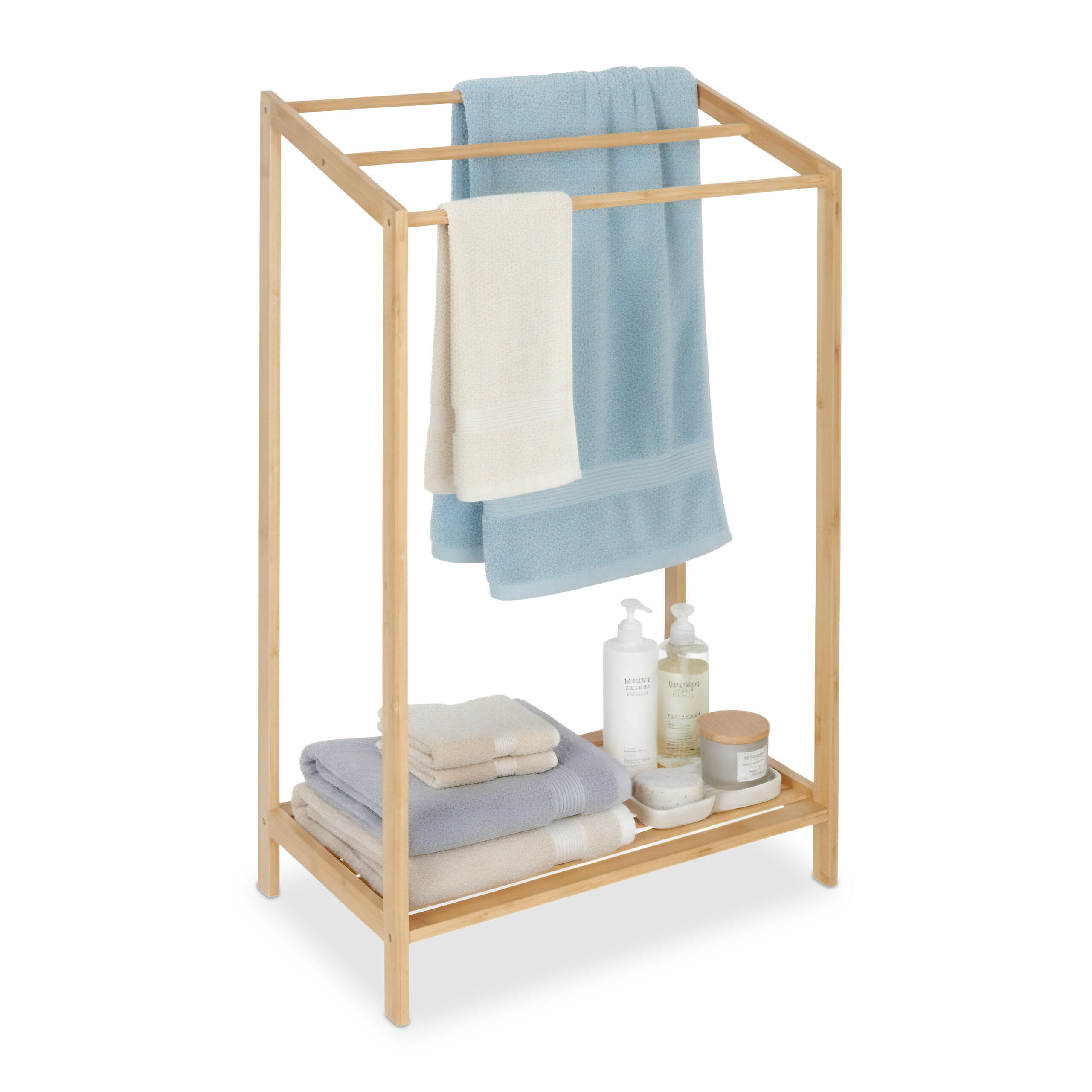 HANDTUCHSTÄNDER - Hellbraun, Holz (52.5/86/32cm) - Relaxdays