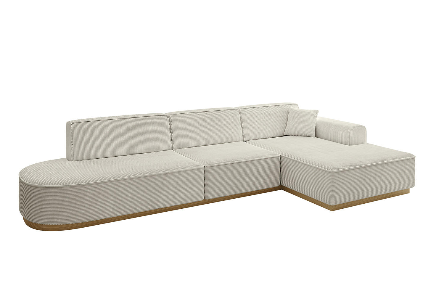 ECKSOFA Ottomane Rechts IREA-L2-v2 - 327x165x80 cm Hellgrau - Ecru, Holzwerkstoff/Textil (327/165cm) - ALTDECOR