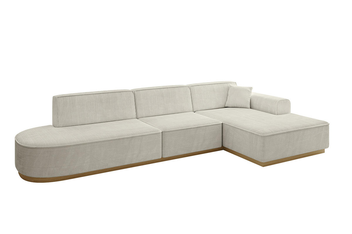 ECKSOFA Ottomane Rechts IREA-L2-v2 - 327x165x80 cm Hellgrau - Ecru, Holzwerkstoff/Textil (327/165cm) - ALTDECOR
