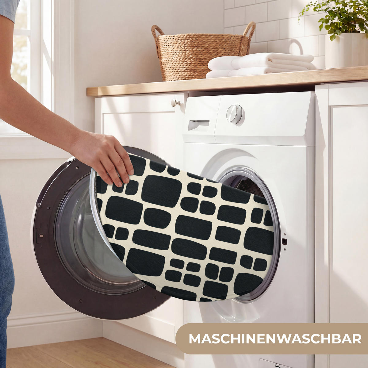 KOUPELNOVÁ PŘEDLOŽKA Moderní - organické - černé 70x70 cm - antracitová, textil/plast (70/70cm)