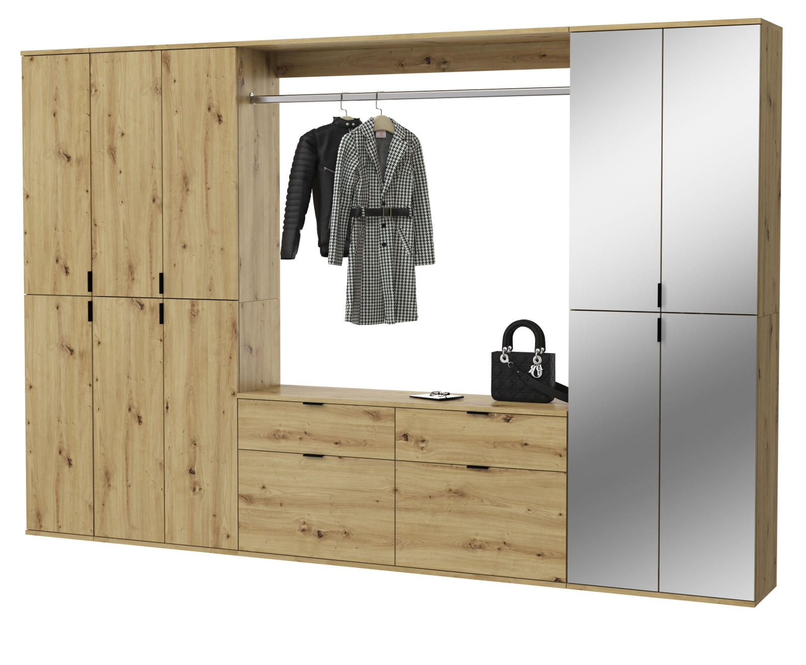 Inn.Furn Garderoben-Set Eiche Artisan 273x193x34 cm