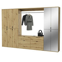 GARDEROBEN-SET Eiche 273 cm, Komplettset mit flexibler Inneneinteilung - Schwarz/Eiche Artisan, Glas/Holzwerkstoff (273/193/34cm) - Inn.Furn