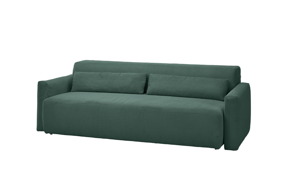 SCHLAFSOFA NEO Smaragdgrün Cord - Smaragdgrün/Schwarz, Kunststoff/Textil (233/75/108cm) - KAWOLA