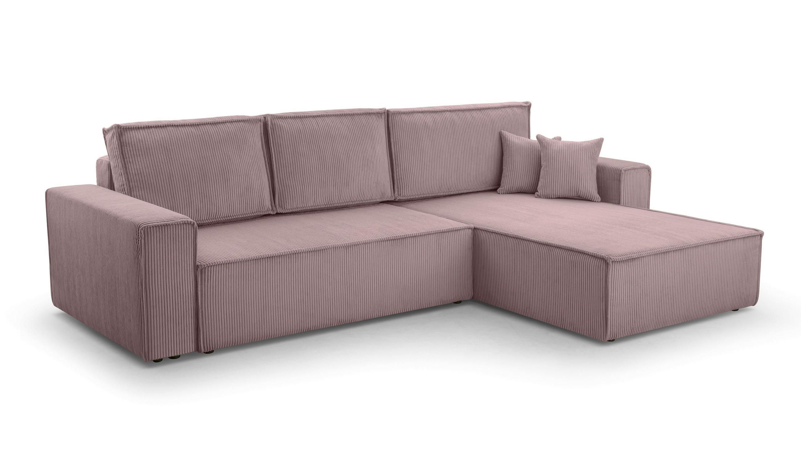 ECKSOFA L Form Cedria Lavendel 287/145/85 cm mit Schlaffunktion - Hellrosa/Schwarz, Kunststoff/Textil (287/145cm) - AX Living
